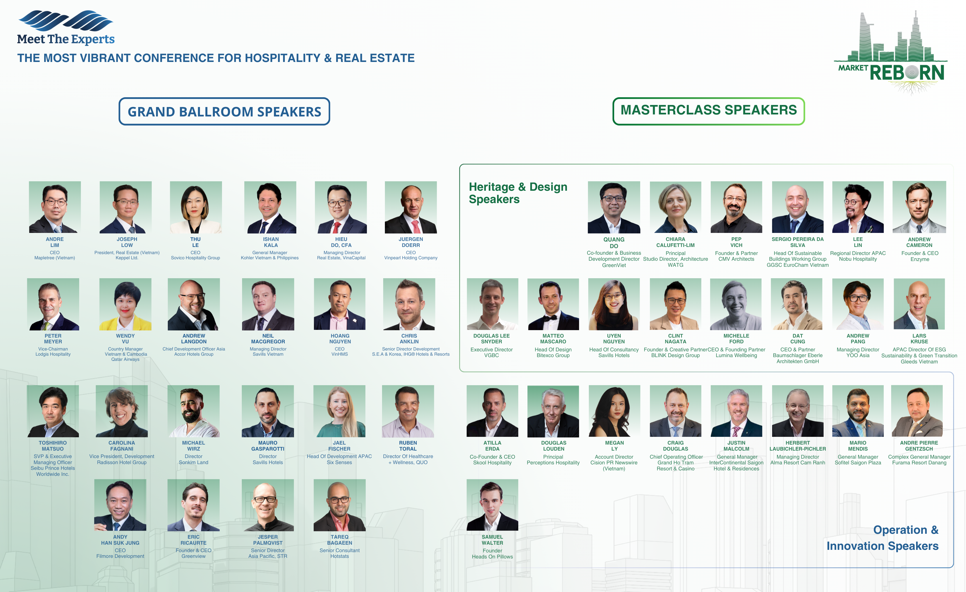 40 speakers at the Meet the Expert event with their positions